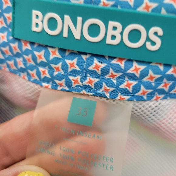 BONOBOS Logo Board Shorts Swimsuit TrunksDrawstring mens 33 Watermelon Pattern - Picture 4 of 13